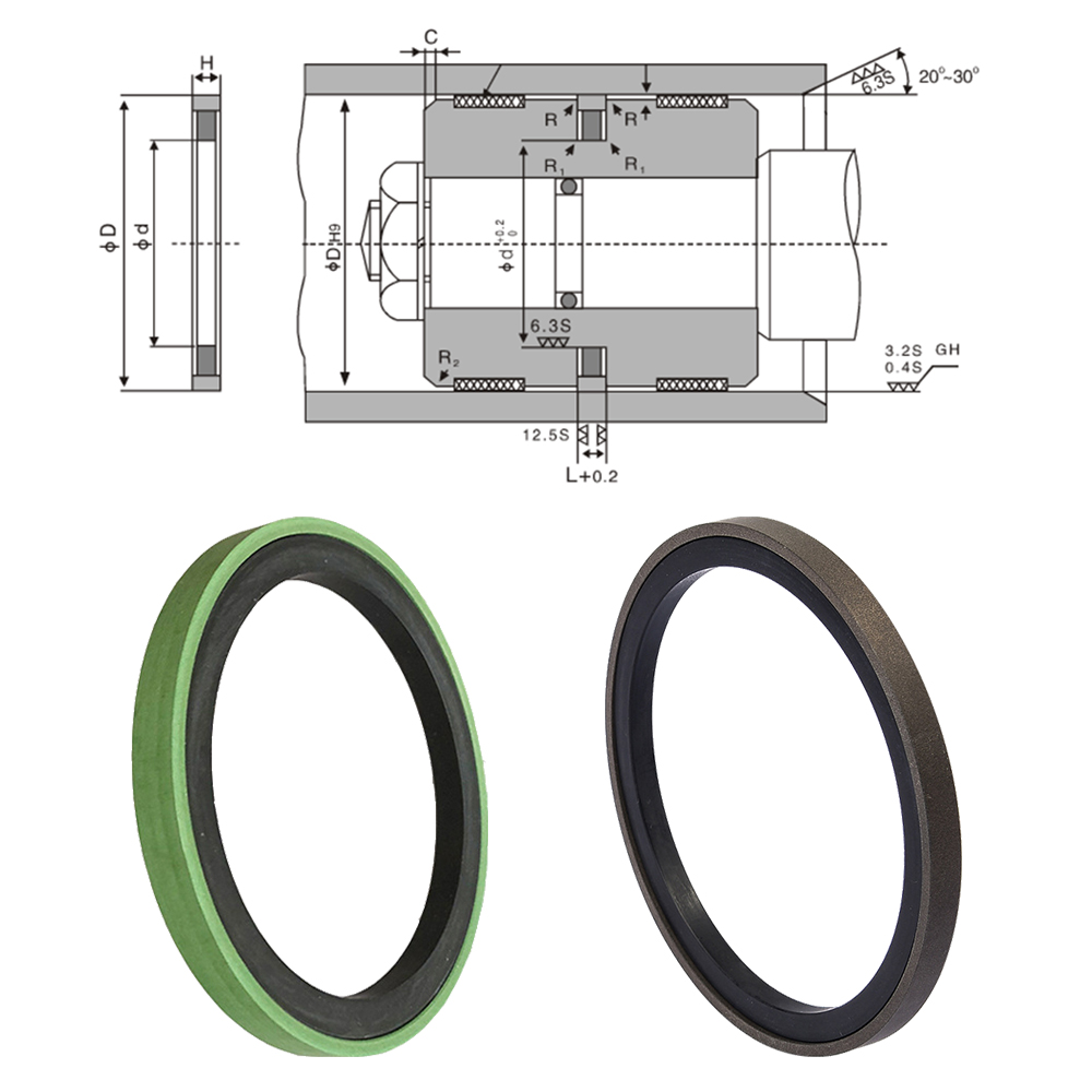 Hydraulic Cylinder Packings GSF SPG OMK-S Piston Slipper Seal Glyd Ring